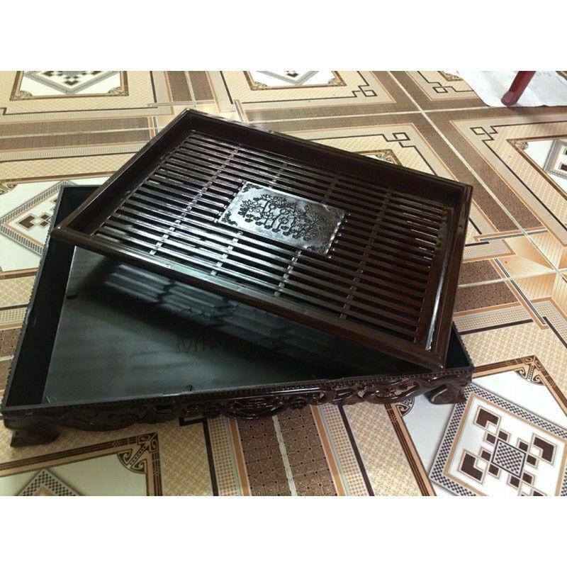 - Khay trà nhựa giả gỗ 40x30x7cm và 32x22x6cm