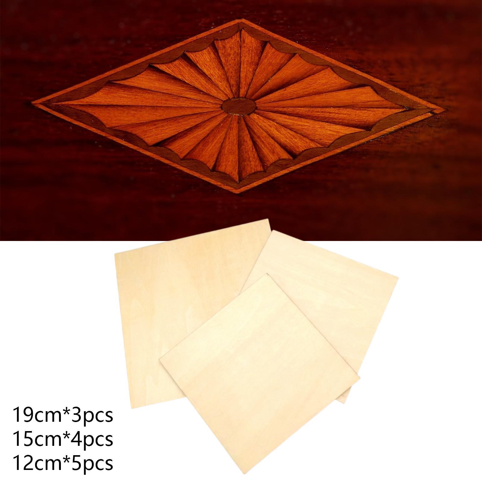 12Pcs/Set Wood Board Unfinished Panel Kit 3 Sizes Gallery Wood Veneer Sheets Art Boards Painting Board for Sand Table Model Painting Drawing