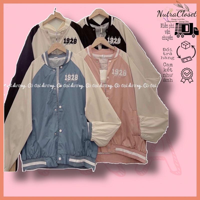 Áo khoác bomber dù 2 lớp thêu 1928 phối tay unisex ulzzang nam nữ, Áo Khoác Bomber Nữ 1928 Kiểu Croptop Vải Dù Mero 2 Lớp Phong Cách Trẻ Trung Cá Tính Hot Trend Mới