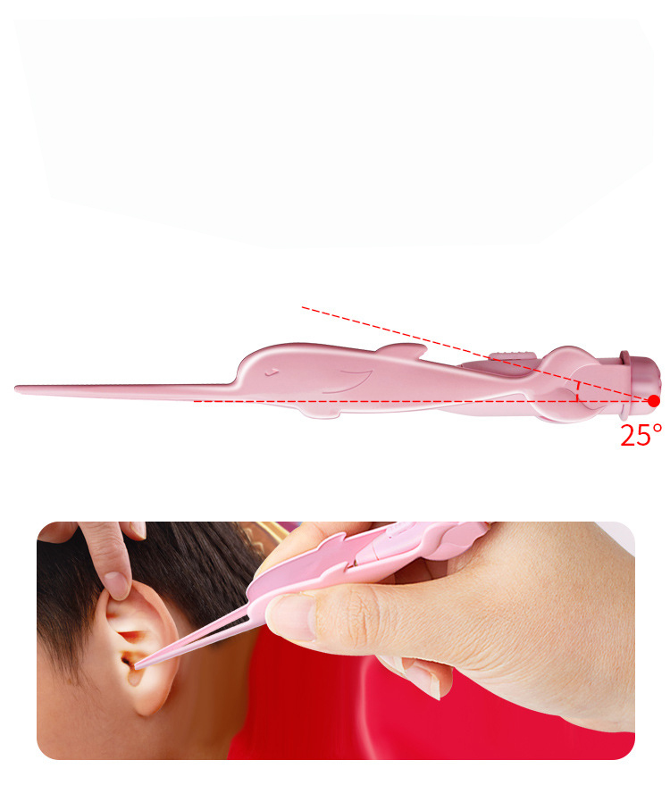 Bộ dụng cụ lấy ráy tai Kèm Kẹp Gắp Có Đèn Cho Bé Cao Cấp Mầu Hồng