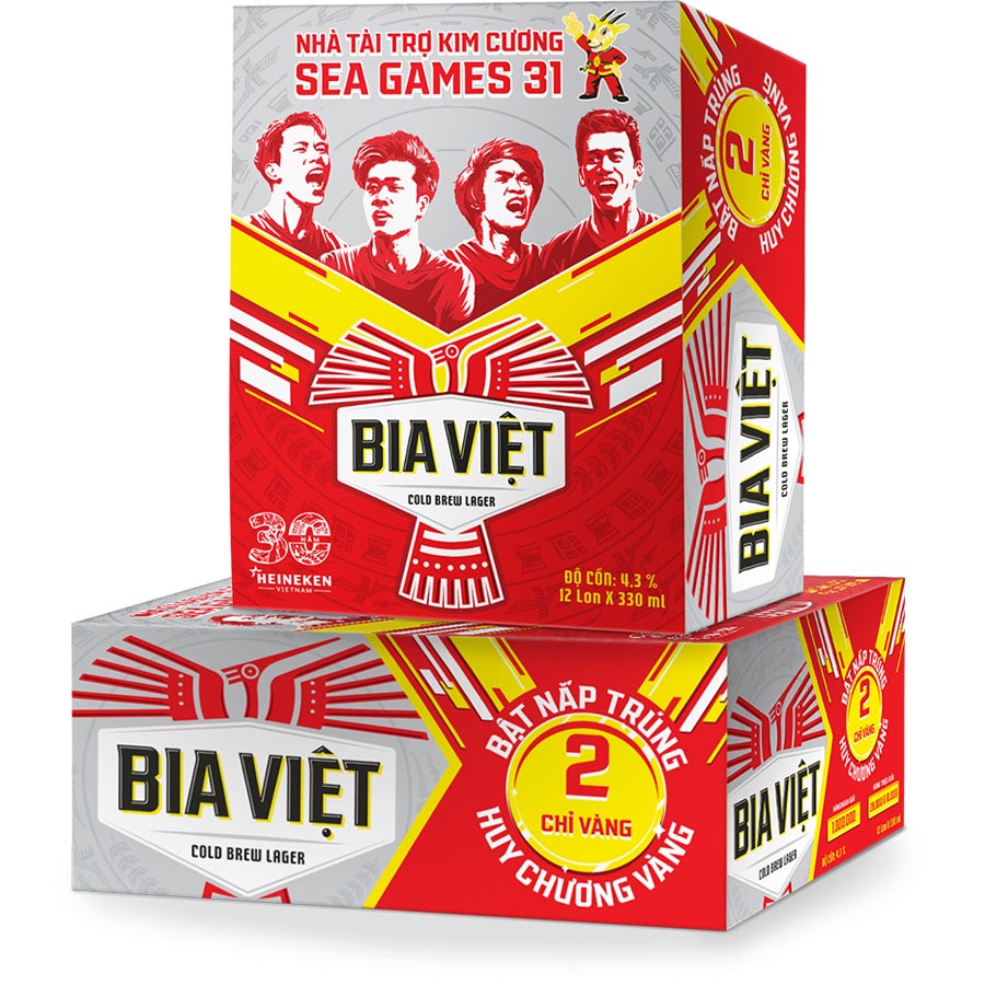 Thùng 12 lon Bia Việt - Bật lon trúng thưởng (330ml/lon)