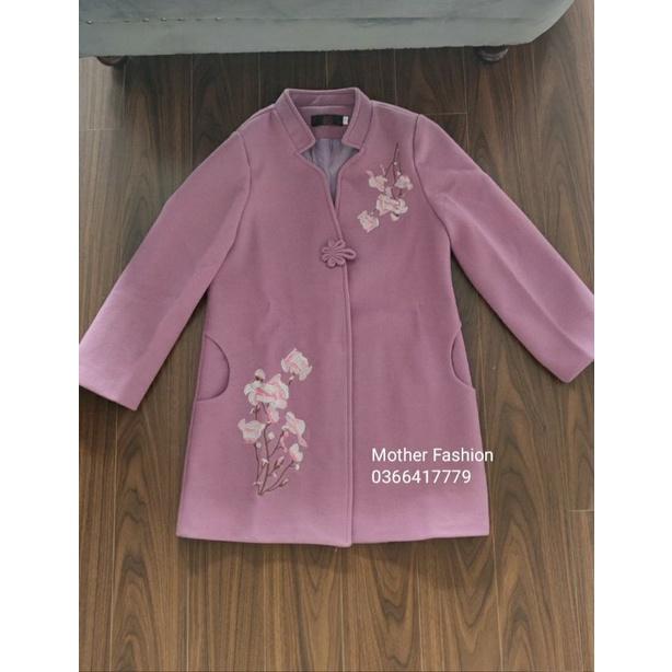 Áo khoác dạ nữ trung niên, áo dạ thêu hoa cao cấp cho mẹ cho bà MF111