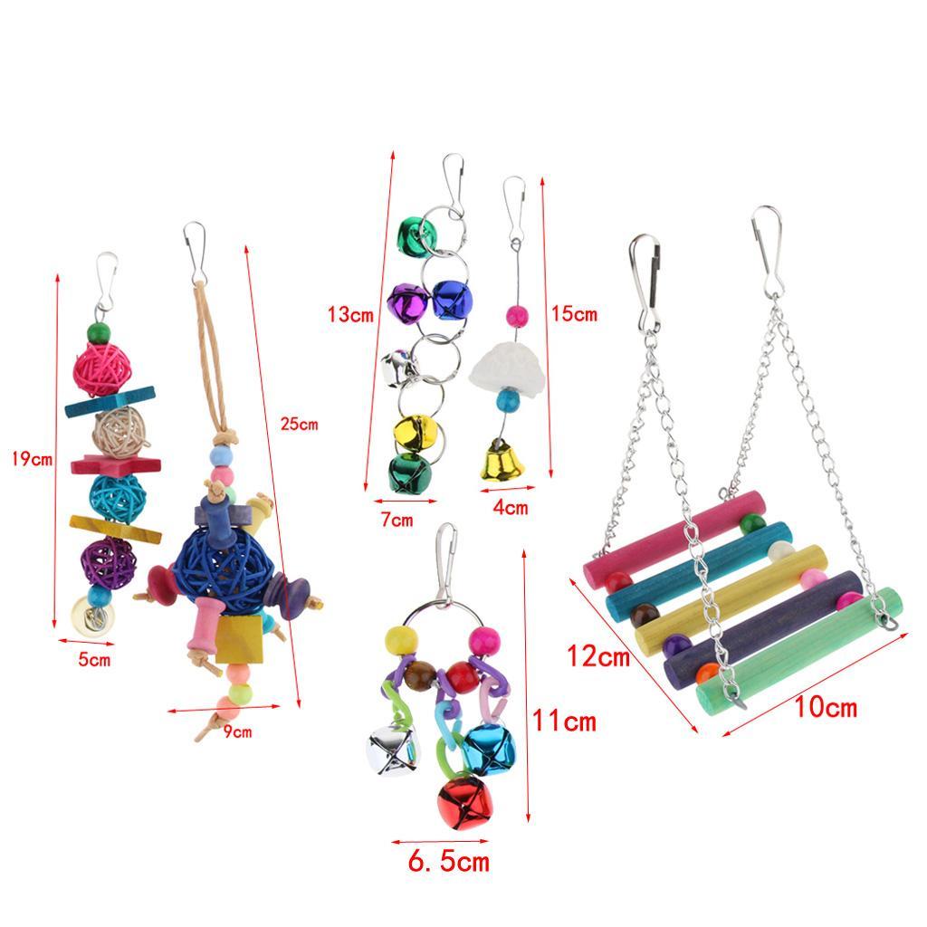6PCS Parakeet Bird Toys Parrot Perches Swing