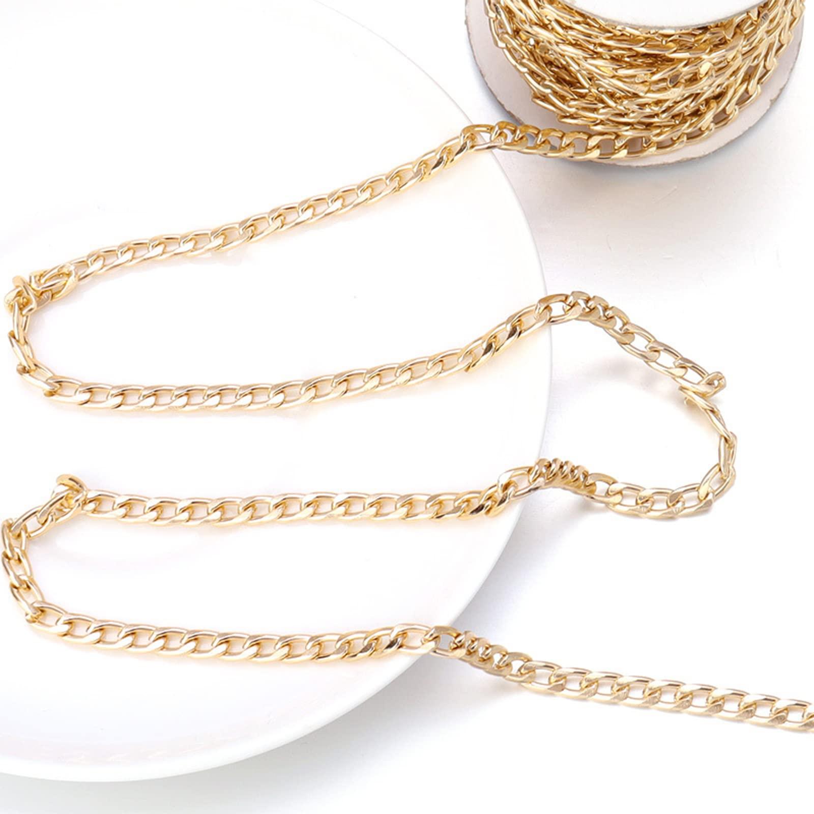 2 Rolls ARUMINUM ARMOR, 5M Limedy Trang sức Sản xuất Phụ kiện Chuỗi chân tay Hàng hóa Chuỗi thủ công 7 * 3 mm cho chuỗi túi trang sức tự chế