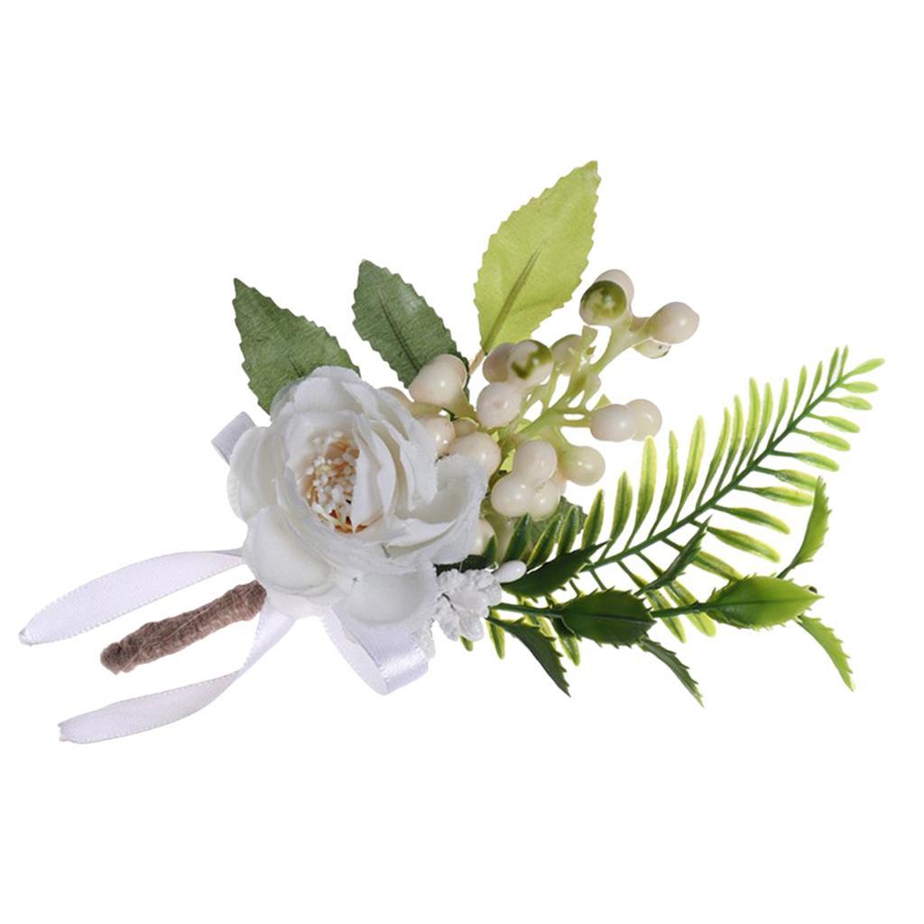 Romantic Wedding Party Bride Satin Flower Leaves Boutonniere Corsage