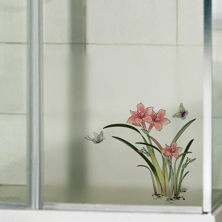 Decal trang trí Kính Cao Cấp - Hoa Ly Đỏ