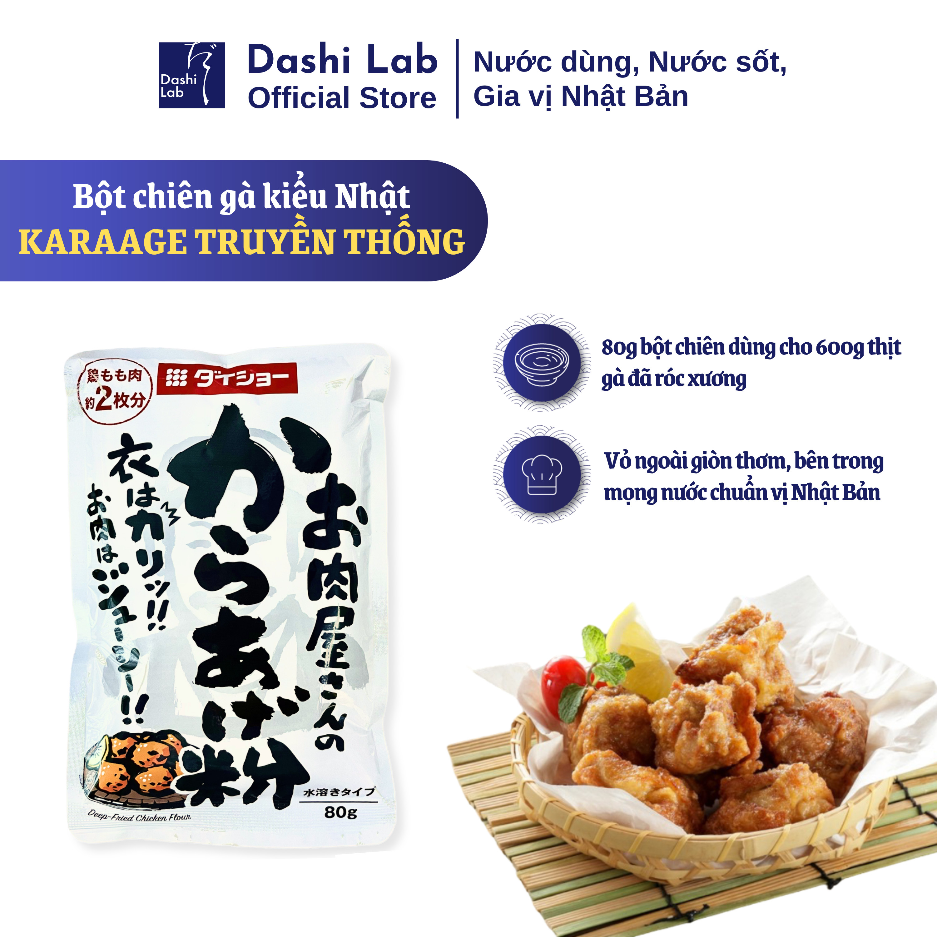 BỘT CHIÊN GÀ GIÒN KARAAGE KIỂU NHẬT DAISHO GIÒN RỤM, MỌNG NƯỚC 80G