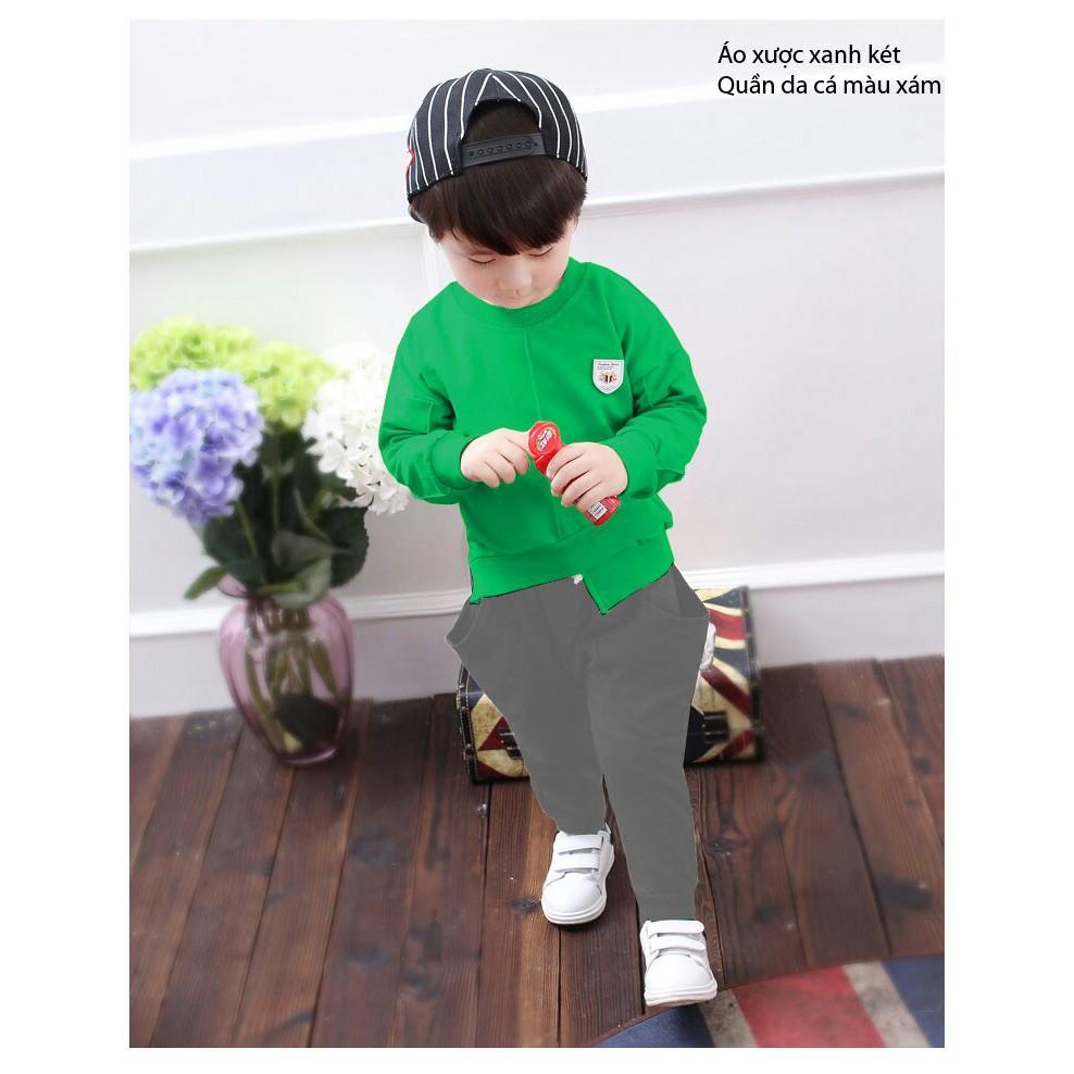Bộ quần áo dài ấm áp cho bé trai, hình thêu, may lệch tà sành điệu - Quần áo trẻ em - SockiMall
