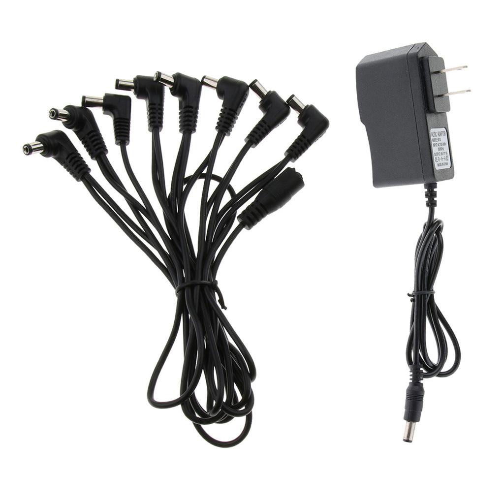 Guitar 8 Way Splitter Power Supply Cable Adapter Set for Effect Pedal