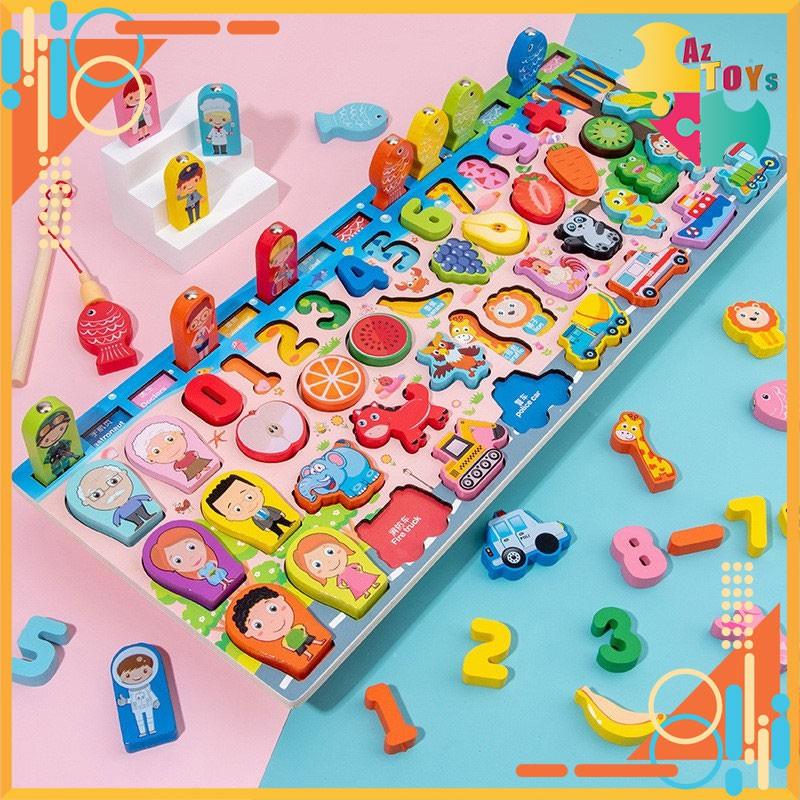 Bảng Số Câu Cá Thông Minh Montessori, Ghép Hình Đa Năng Giúp Bé Phát Triển Tư Duy Sớm - AZT5248