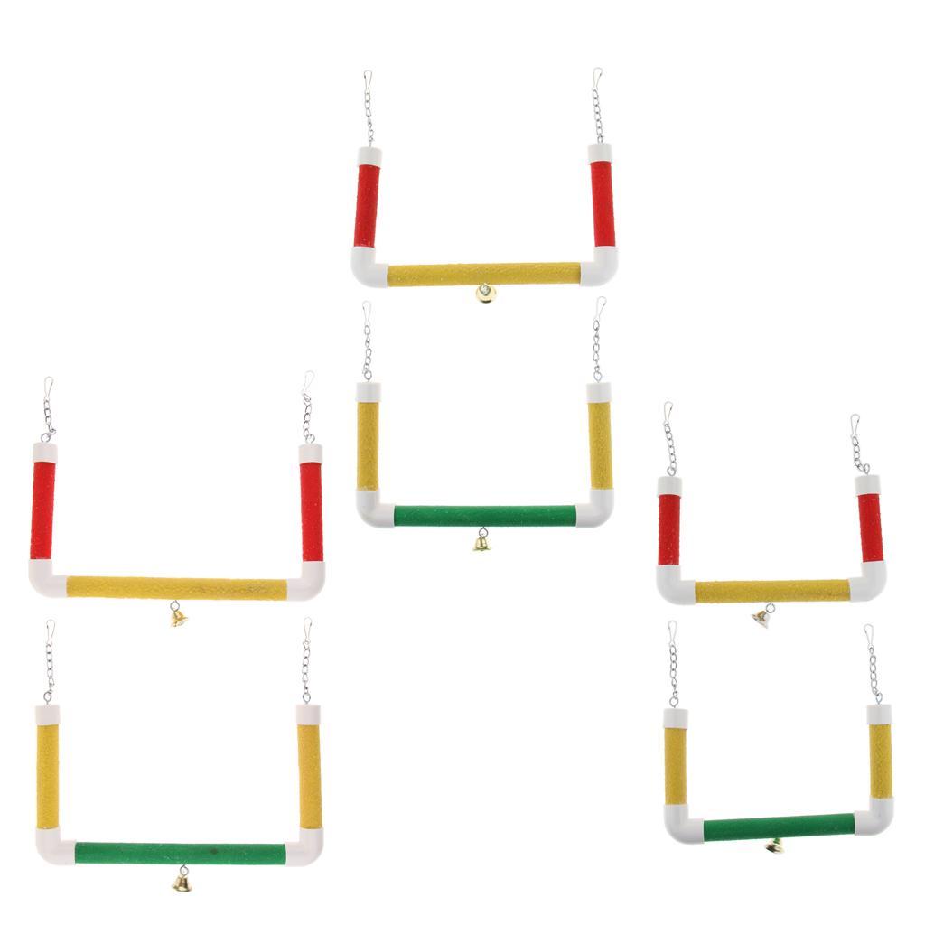 Pet Bird Parrot Cage Hanging Stand Wood Swing
