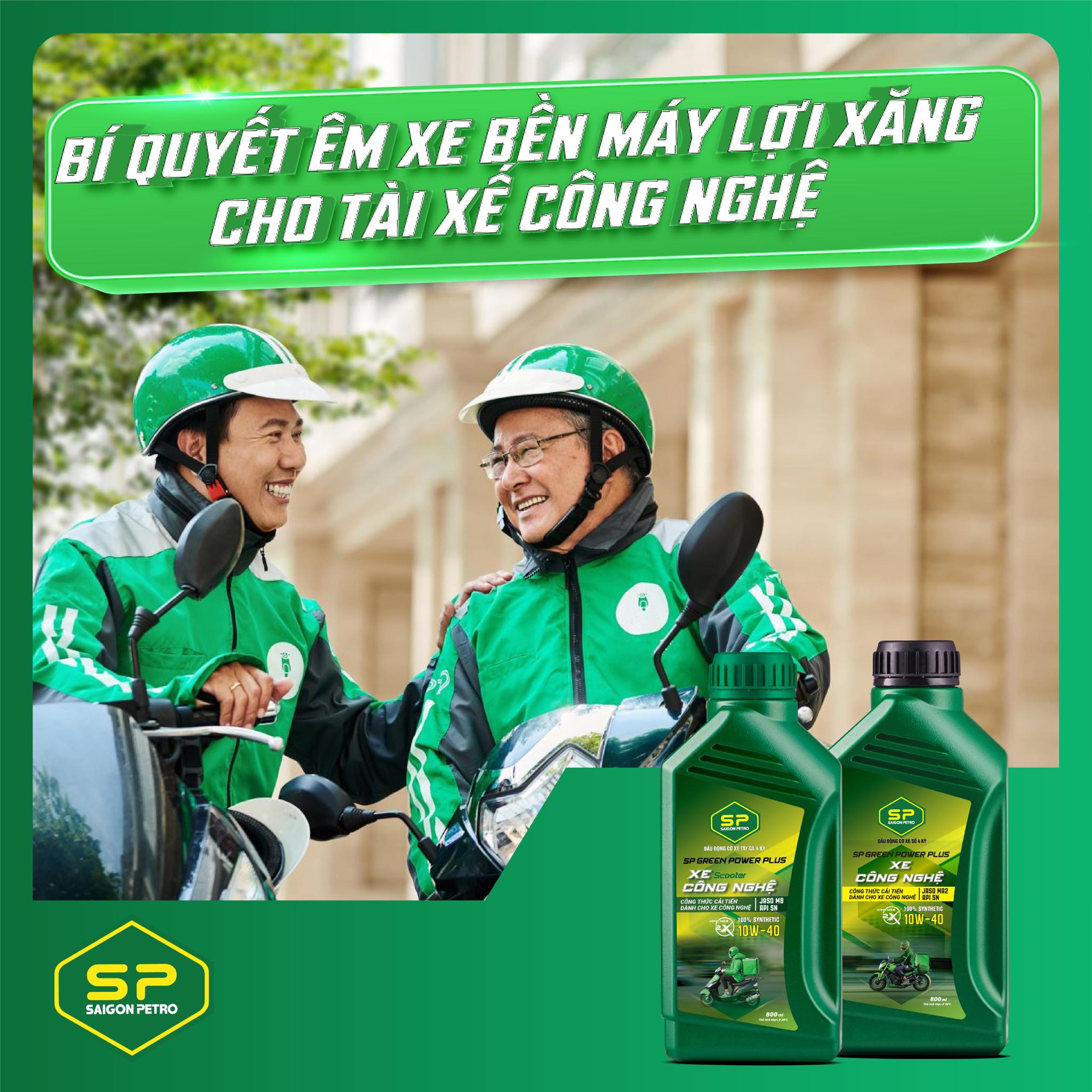 Dầu nhớt Xe công nghệ SP Green Power Scooter Power Plus dành cho xe ga - Dung tích 0.8L - Dầu tổng hợp 100%