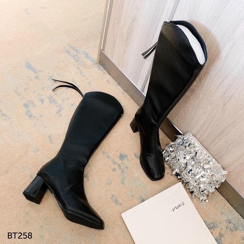 Bốt đùi nữ cao cổ V khoá sau da mềm gót thấp 5p ulzzang,Boot này lên chân sang chảnh,lót lông ấm hàng sịn loại 1 fullbox