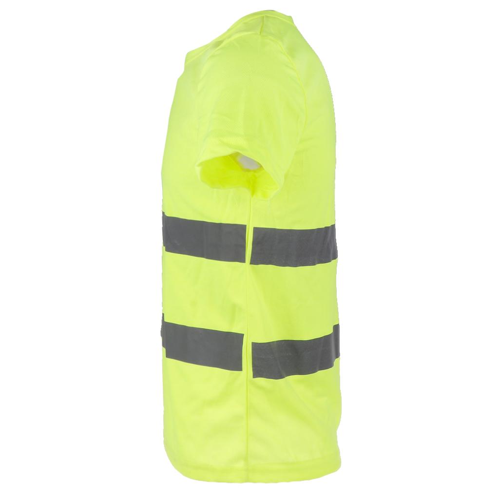 2xReflective T Shirt Safety Quick Dry High Visibility Short Sleeve L-XXXL Yellow L