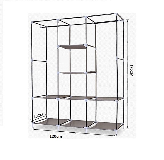 Tủ Vải Quần Áo 3 Buồng 8 Ngăn khung sắt mạ kẽm –Hàng 100% Việt Nam Sản xuất