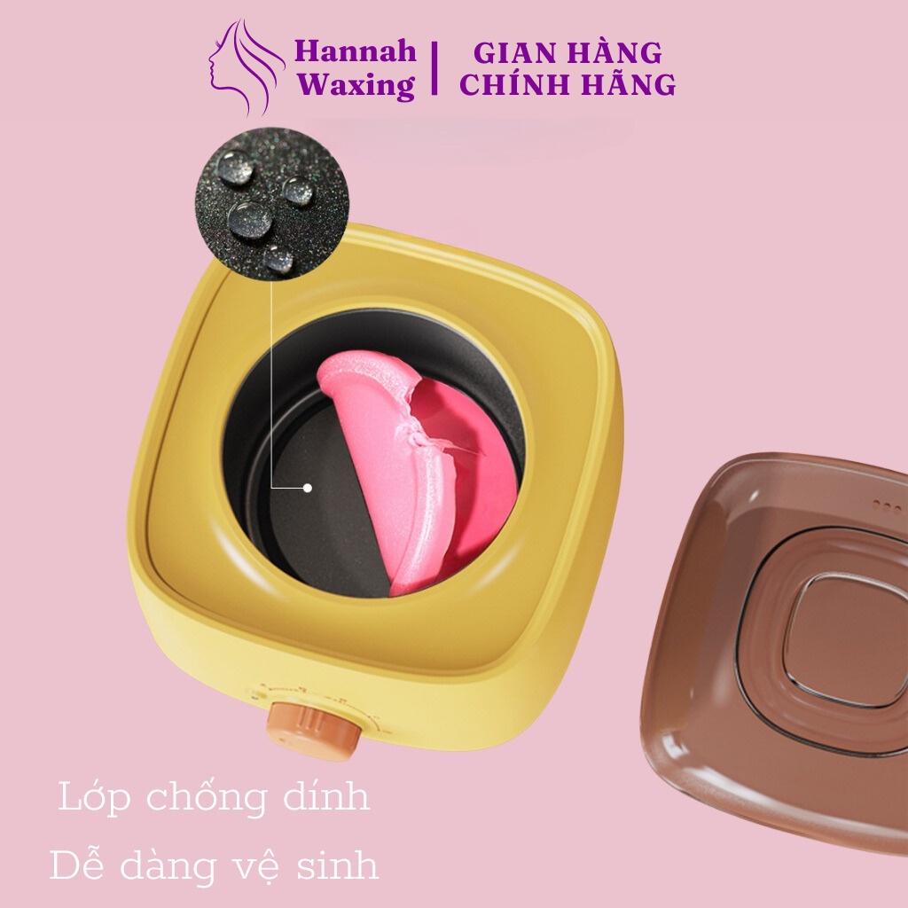 [CHE TÊN] Combo 100gr Sáp Sữa Dừa Premium+Nồi Nấu Sáp Wax Lông Chống Dính Thế Hệ Mới HANNAH WAXING Tặng Que