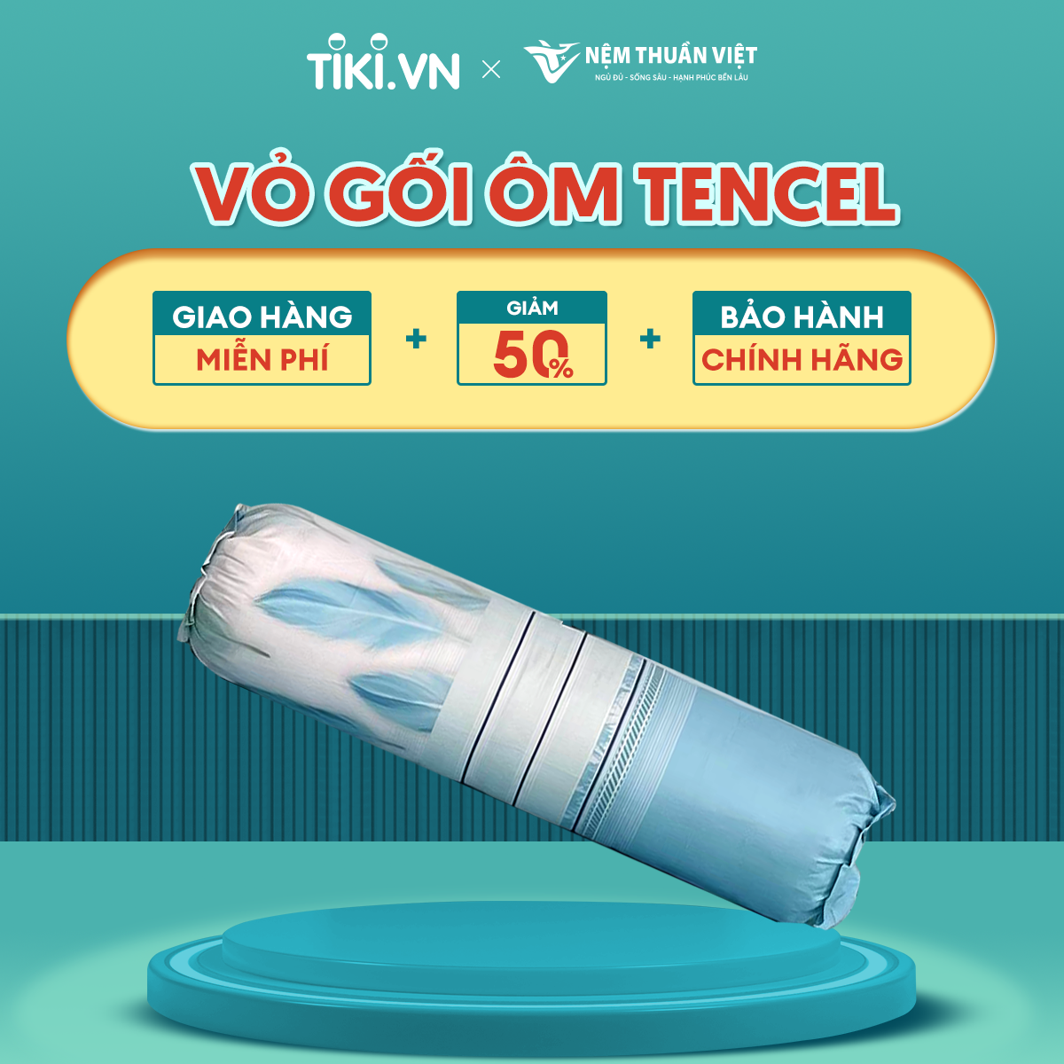 Vỏ Áo Gối Ôm Tencel Thuần Việt Cao Cấp - Kích Thước 35x100cm - Mẫu Ngẫu Nhiên