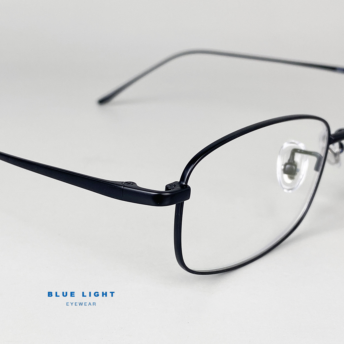 Gọng Kính Cận, Kính Giả Cận Nam Nữ TITANIUM Mắt Vuông Nhỏ Xíu, Cao Cấp Siêu Nhẹ, Full Đen, Bạc - BLUE LIGHT