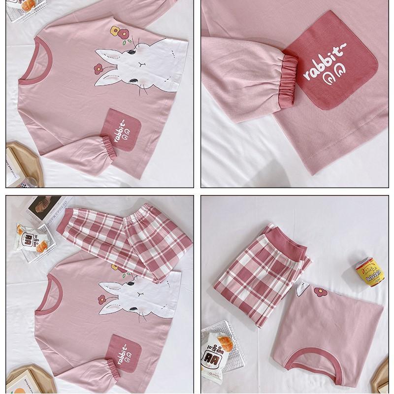 Set Đồ Bộ ngủ dài tay cotton thun sữa hoạt hình kute DDTT04