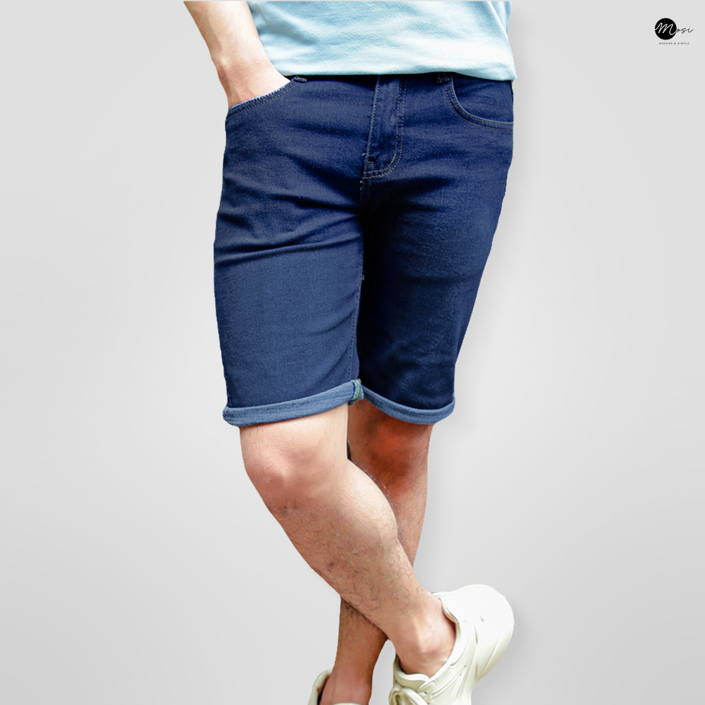 Quần Jean Short Nam Màu xanh đen Cao Cấp Co Giãn Form Dáng Ôm Skinny Trẻ Cực Cool