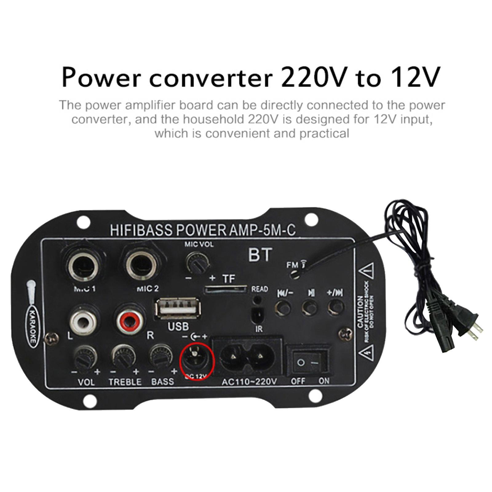 Hi Bass Power Amplifier AMP Radio TF/USB Player DIY for Home Theater 220V