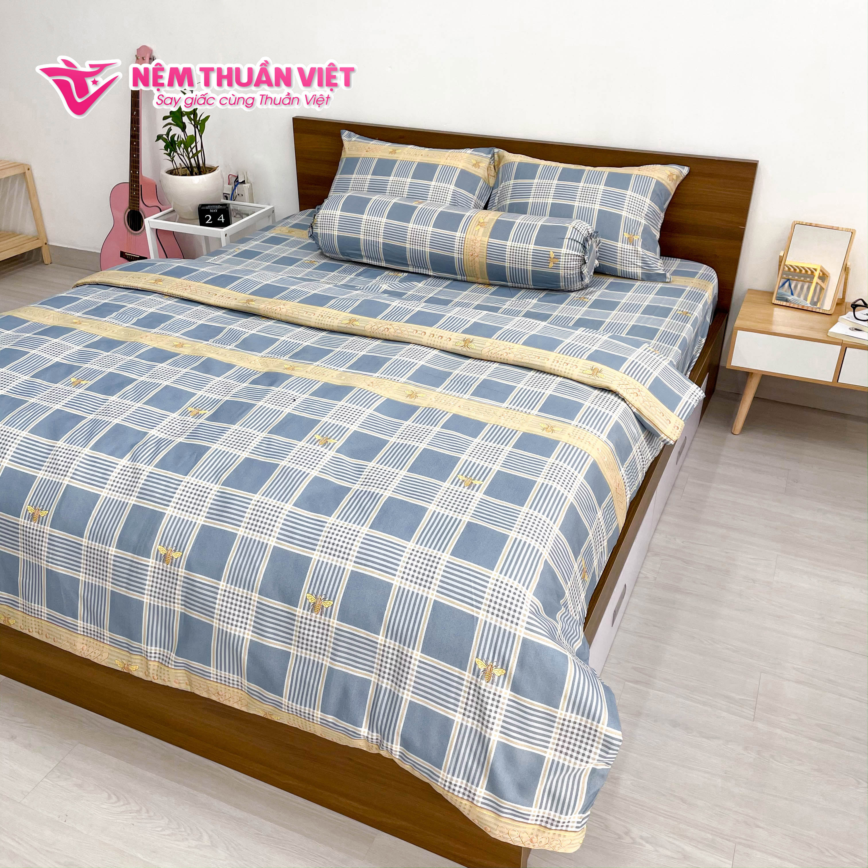 Chăn Mền Tencel Thuần Việt Cao Cấp - Xanh Lá TVM11 180x200