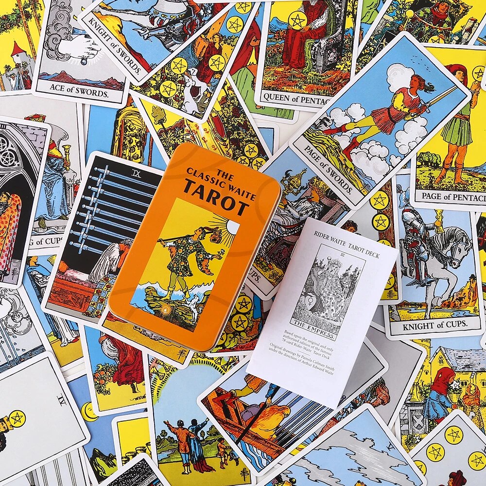 Bộ Bài The Classic Waite Tarot 78 Thẻ  Mạ Cam Hộp Sắt