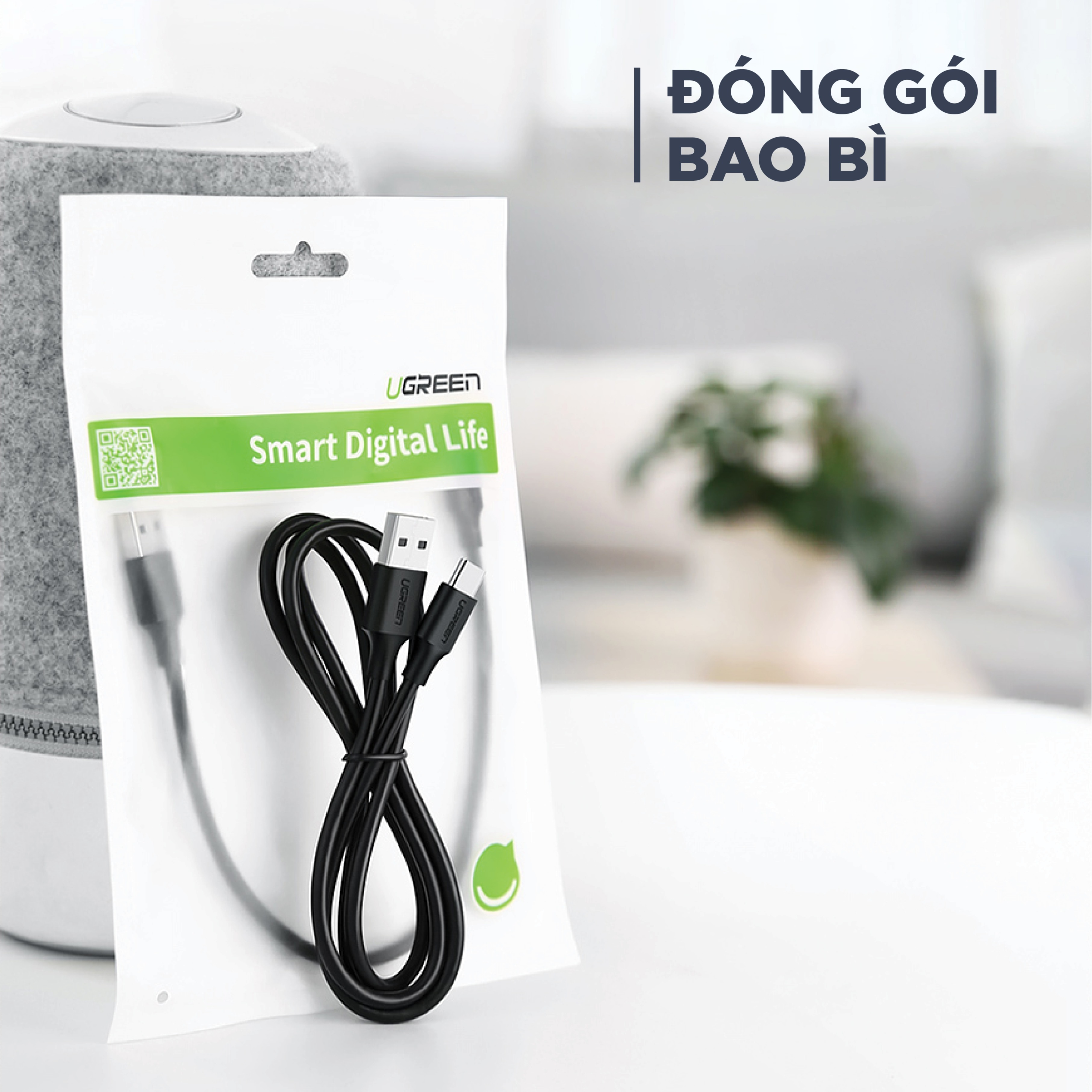 Cáp sạc nhanh UGREEN US287 USB 2.0 sang USB Type-C, điện áp 3A, độ dài từ 0.25m đến 2m  - Hàng chính hãng