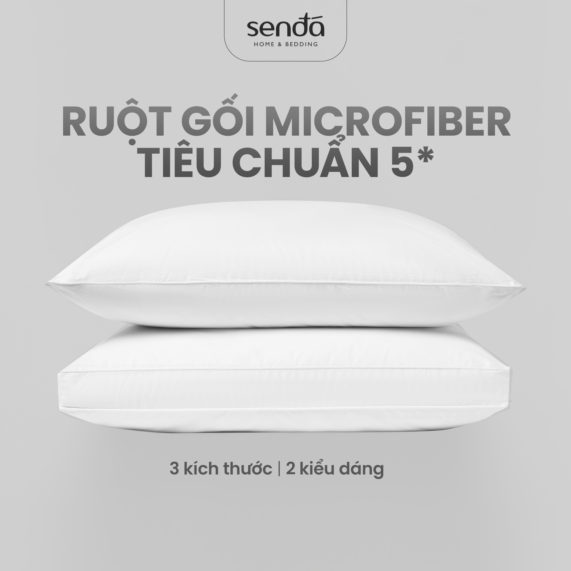 Ruột gối nằm 50x70 45x65 35x50 cm, lõi gối hơi cao cấp bông lông vũ nhân tạo microfiber - Sen Đá Home Bedding