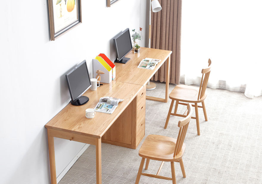 Bàn làm việc gỗ sồi thiết kế đẹp
