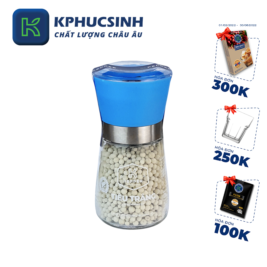 Tiêu trắng K-Pepper 90g kèm cối xay tiêu cầm tay