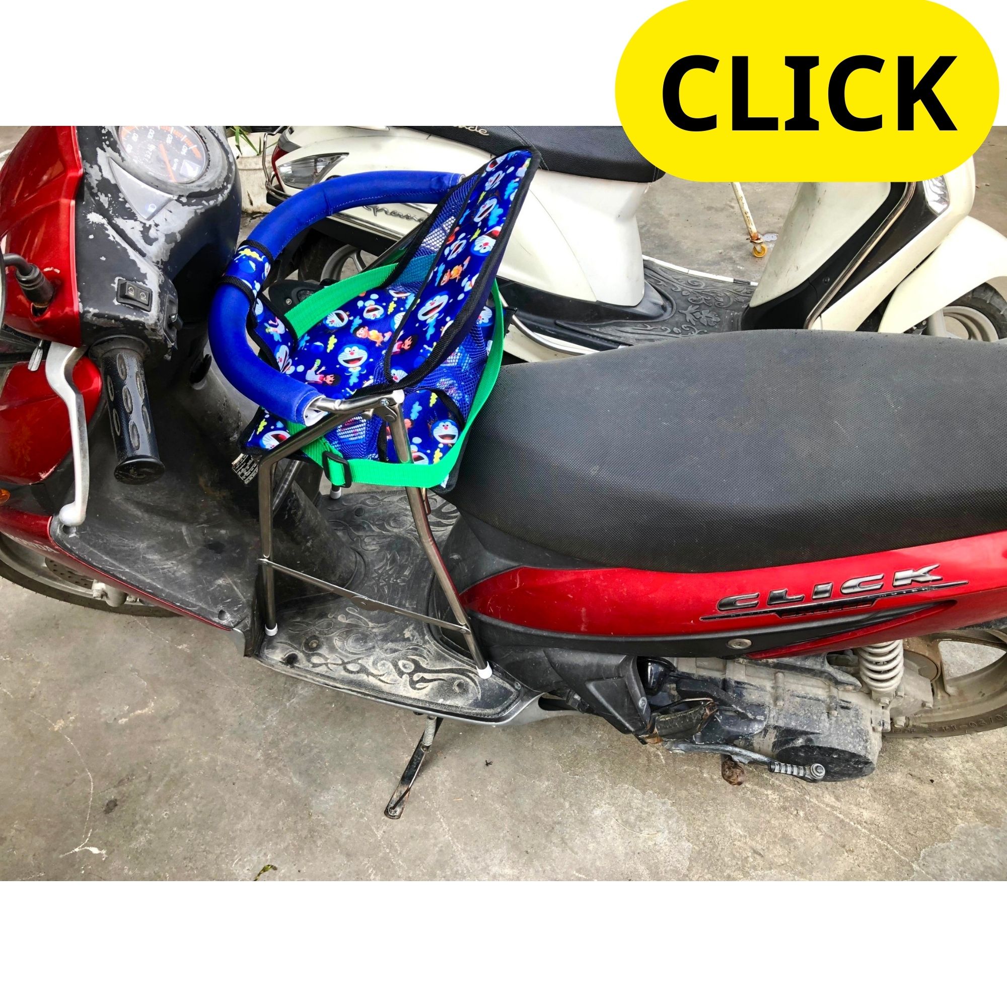 ( GHẾ INOX CÓ DÂY ĐAI ) Ghế ngồi xe tay ga cho bé (có cả dây đai và vòng bảo hiểm an toàn) ghế ga xếp INOX Cao Cấp