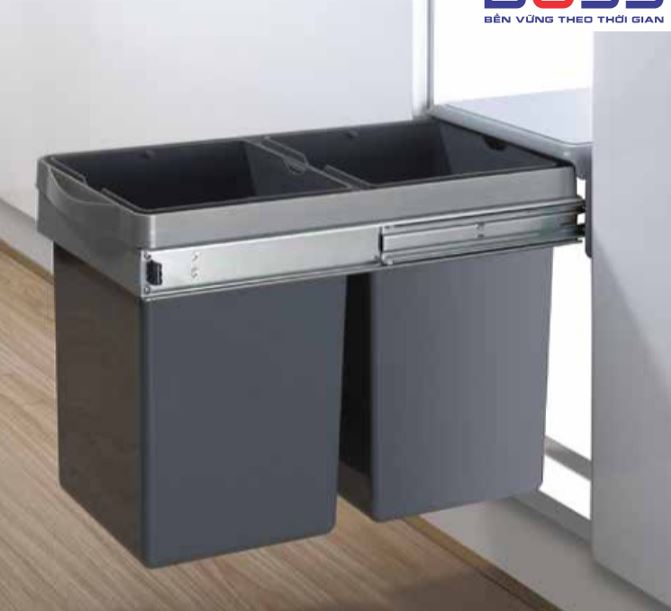 Thùng rác inox Tundo RCT300 kiểu đôi Boss R260*C365*S480 mm