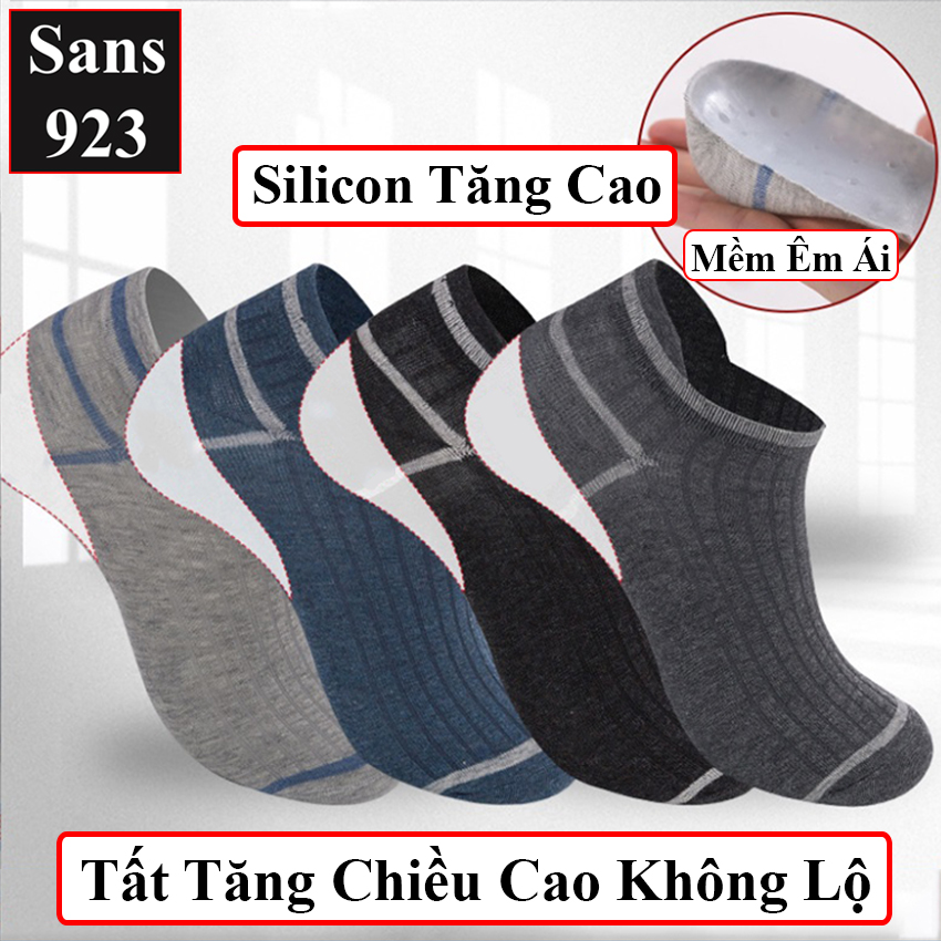 Tất vớ tăng chiều cao không lộ Sans923 miếng lót giày silicon êm chân nâng gót độn đế 2.5cm 3.5cm thoáng khí hút mùi hôi