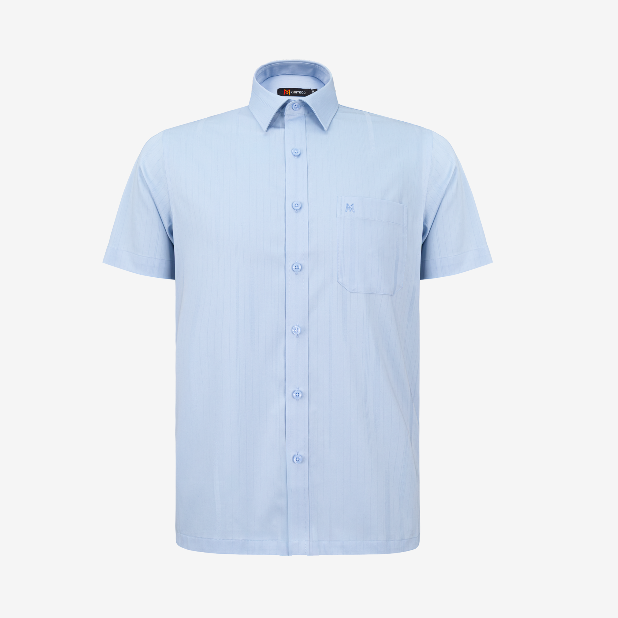 Áo sơ mi nam KHATOCO Tailor Fit ngắn tay A1MN498T2-CNMK758-2704-N
