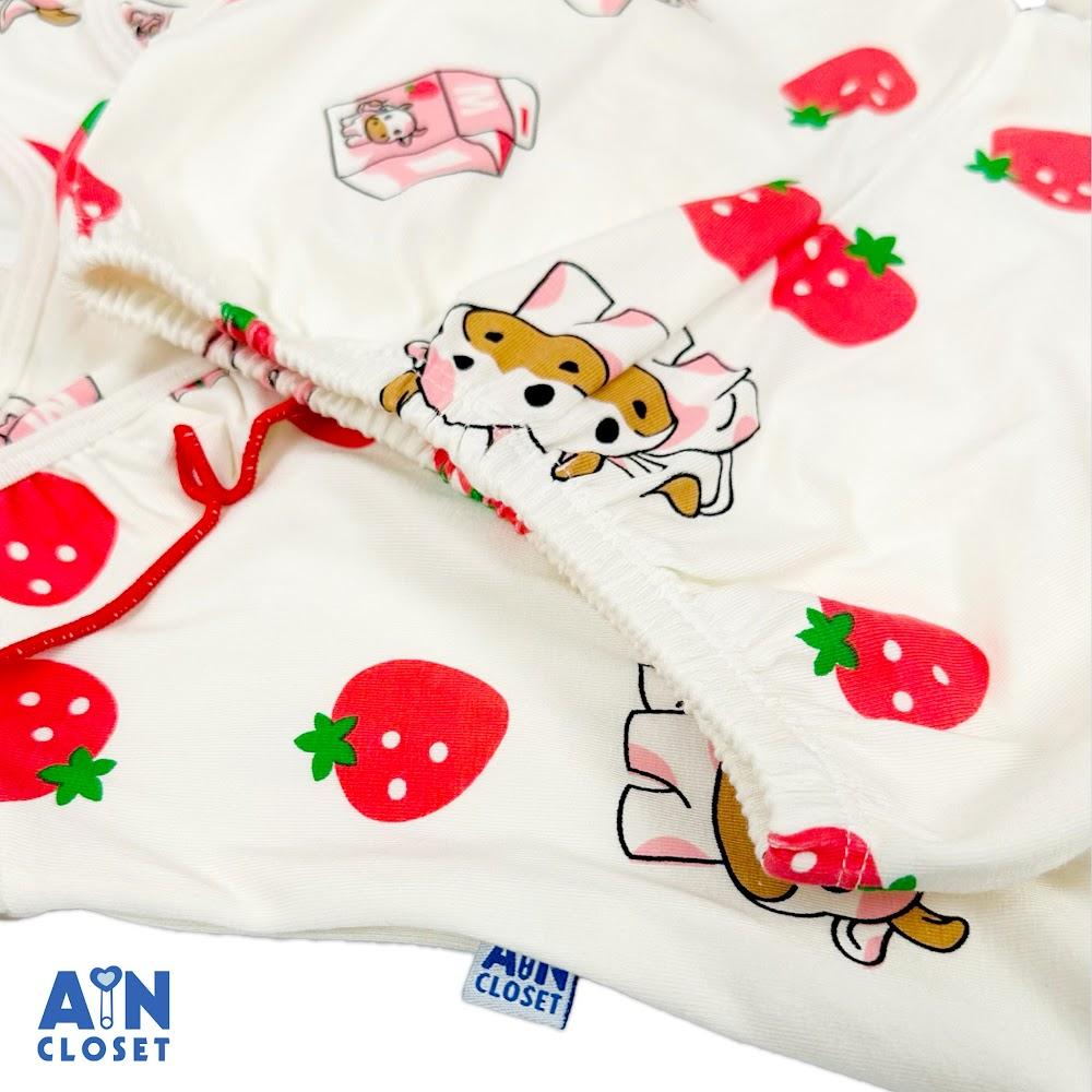 Bộ quần áo Dài bé gái họa tiết Bò Sữa Thun cotton - AICDBGFTNNBW - AIN Closet