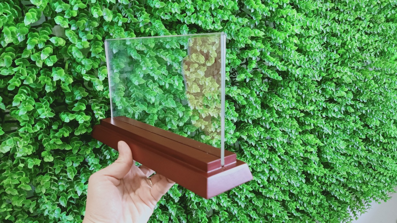 Biển mica gỗ nhị cấp 12x24cm