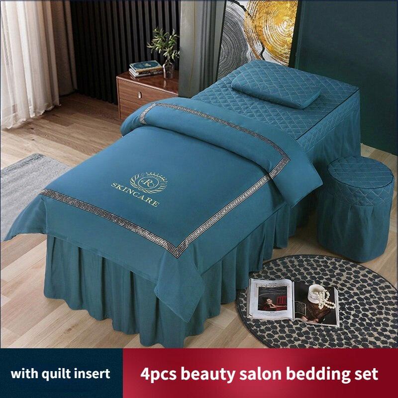 Bộ 4 Món Vỏ Chăn Ga Gối Đệm Mát Xa Phong Cách Bắc Âu Chất Lượng Cao Cho Tiệm Spa/Salon