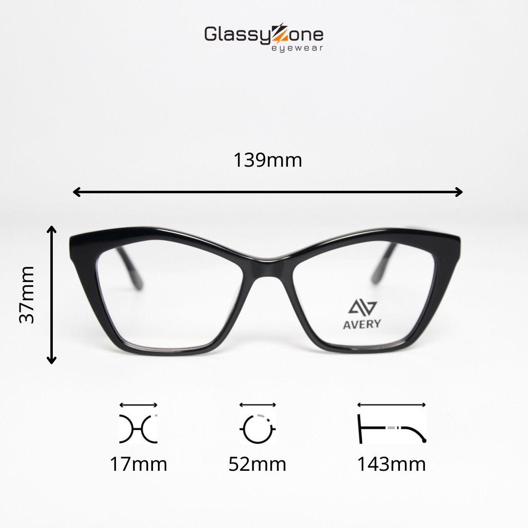 Gọng kính cận, Mắt kính giả cận Acetate Form mắt mèo Nữ Avery 28007 - GlassyZone