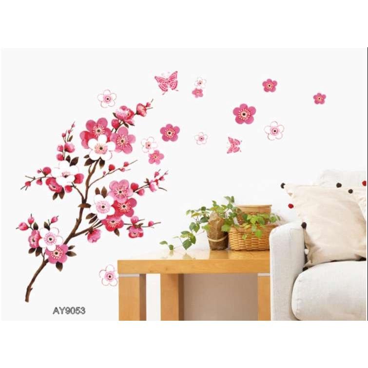 Decal Cành Hoa Đào Đỏ -AY9053. Trang trí phòng, trang trí nhà thêm sinh động.