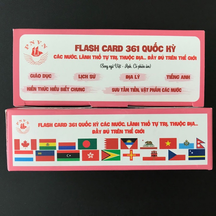 Bộ flash card 361 lá cờ quốc kỳ của các quốc gia và vùng lãnh thổ, có song ngữ Việt - Anh - SP002399