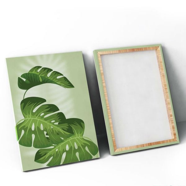 Bộ 3 Tranh Canvas Viền Composite "Lá Xanh" W097
