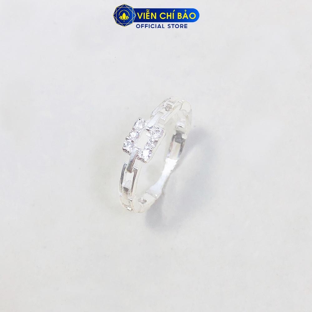 Nhẫn bạc nữ họa tiết xích đính đá chất liệu bạc S925 thời trang phụ kiện trang sức nữ Viễn Chí Bảo N400319
