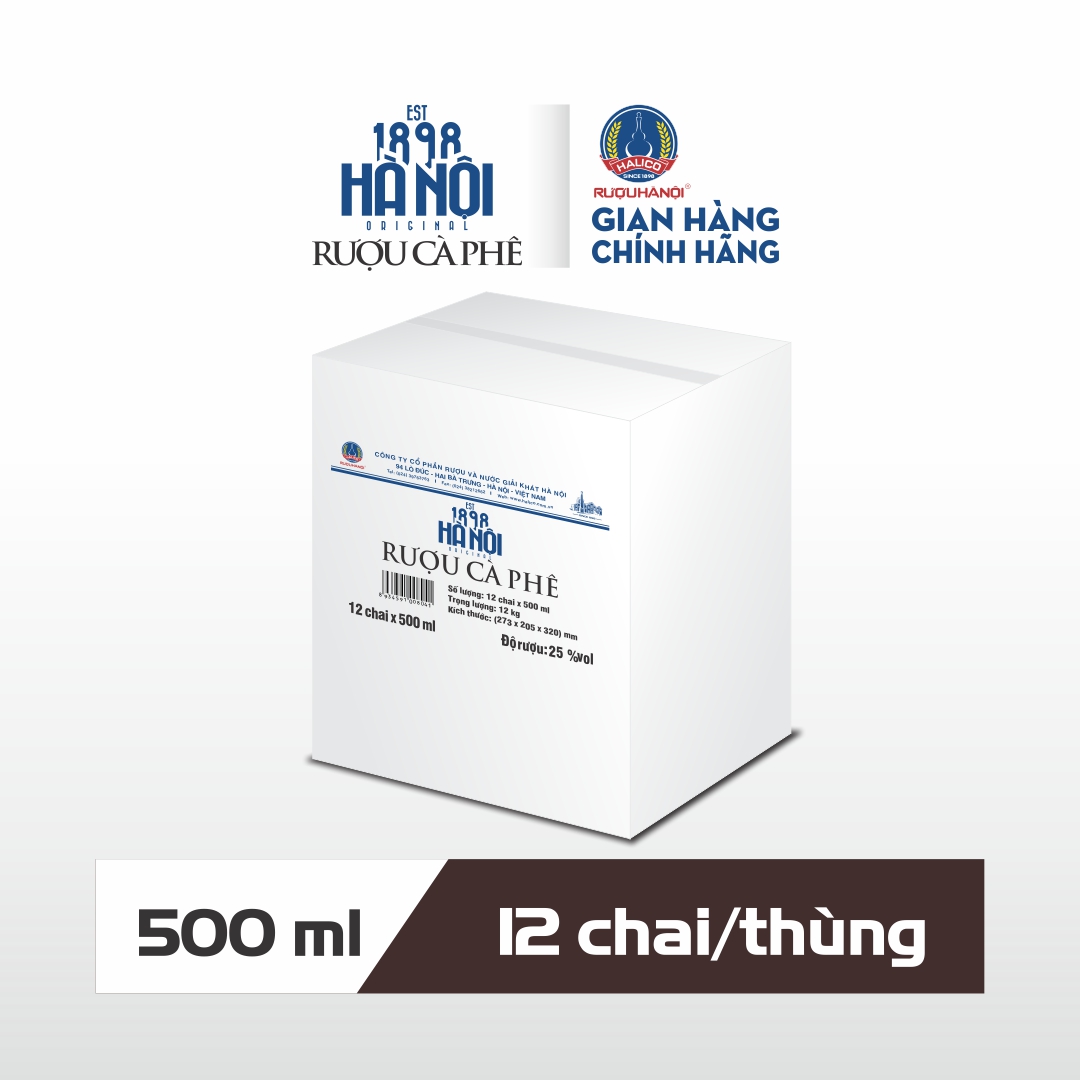 Rượu Cà Phê HALICO nồng độ 25% chai thuỷ tinh 500ml không kèm hộp
