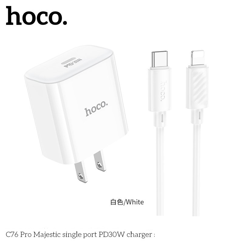 Hình ảnh Bộ Sạc Siêu Nhanh Cho Iphone PD 30W Cao Cấp Hoco. C76 Pro có chip thông minh hỗ trợ sạc nhanh an toàn bảo vệ máy - Hàng Chính Hãng