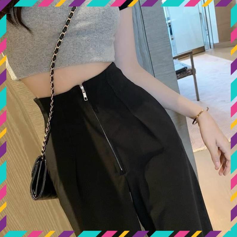 Quần baggy nữ ống rộng cạp liền ống rộng dáng suông khóa trước lên dáng cực đẹp