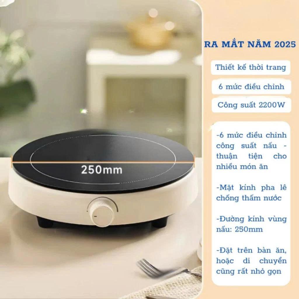 Bếp từ tròn cảm ứng đa năng MiSu, Bếp điện từ núm xoay điều chỉnh, công suất 2200W