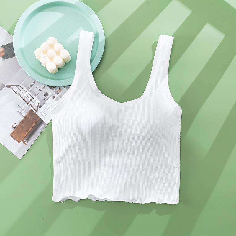 [HÀNG QUẢNG CHÂU] ÁO BA LỖ VIỀN SÓNG GÂN TĂM áo croptop sát nách CÓ ĐỆM NGỰC nhiều màu lựa chọn chất cotton thun cao cấp