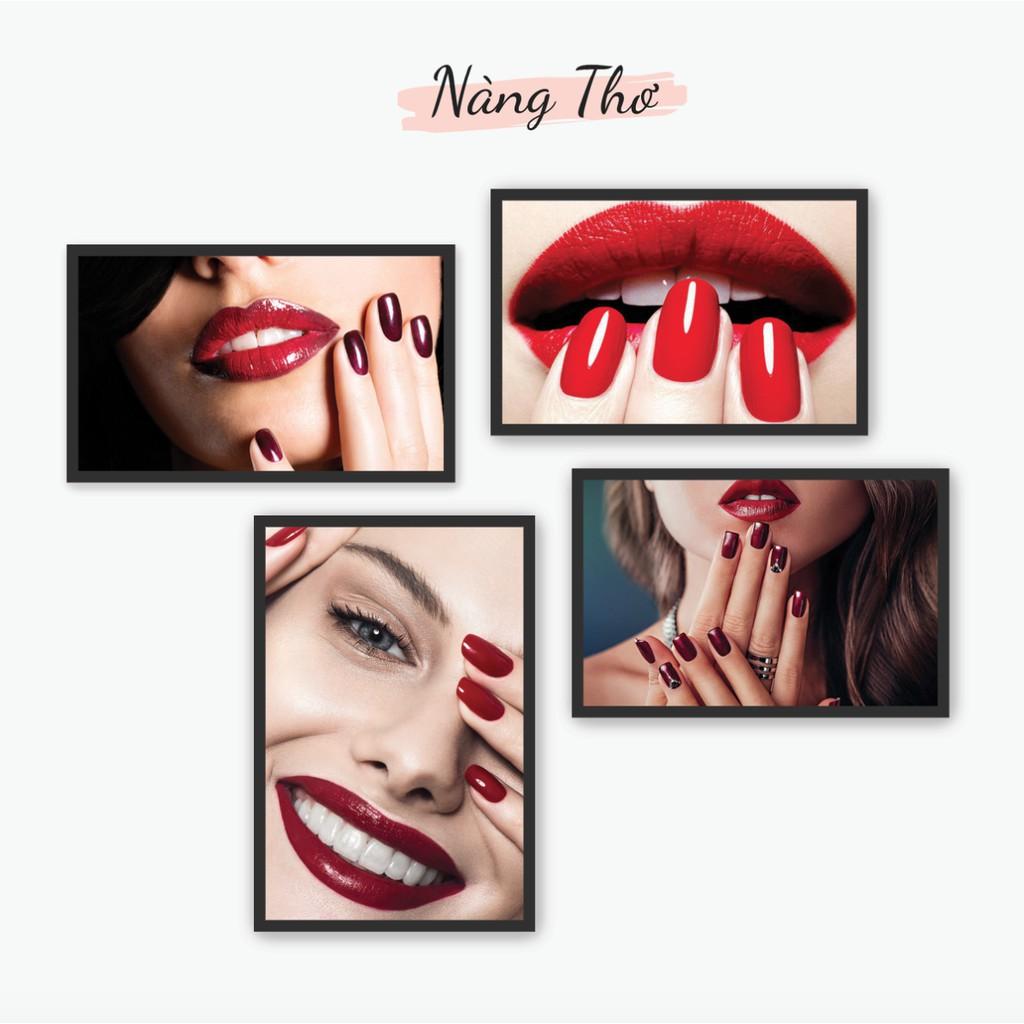 BỘ 4 TẤM TRANH DÁN SALON TÓC, TIỆM NAILS & THẨM MỸ_DECAL VIP