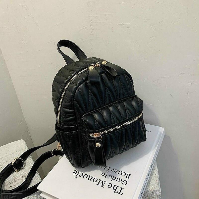 Balo thời trang nữ ZuCi nhỏ gọn tiện lợi mang đi chơi du lịch xinh xắn họa tiết kẻ trám phong cách Hàn Quốc cá tính - B55A56